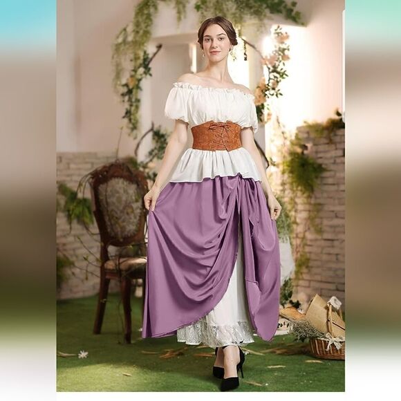 Scarlet Darkness Long Maxi Skirt Double Layer Victorian Renaissance Skirts NWT - Picture 1 of 8